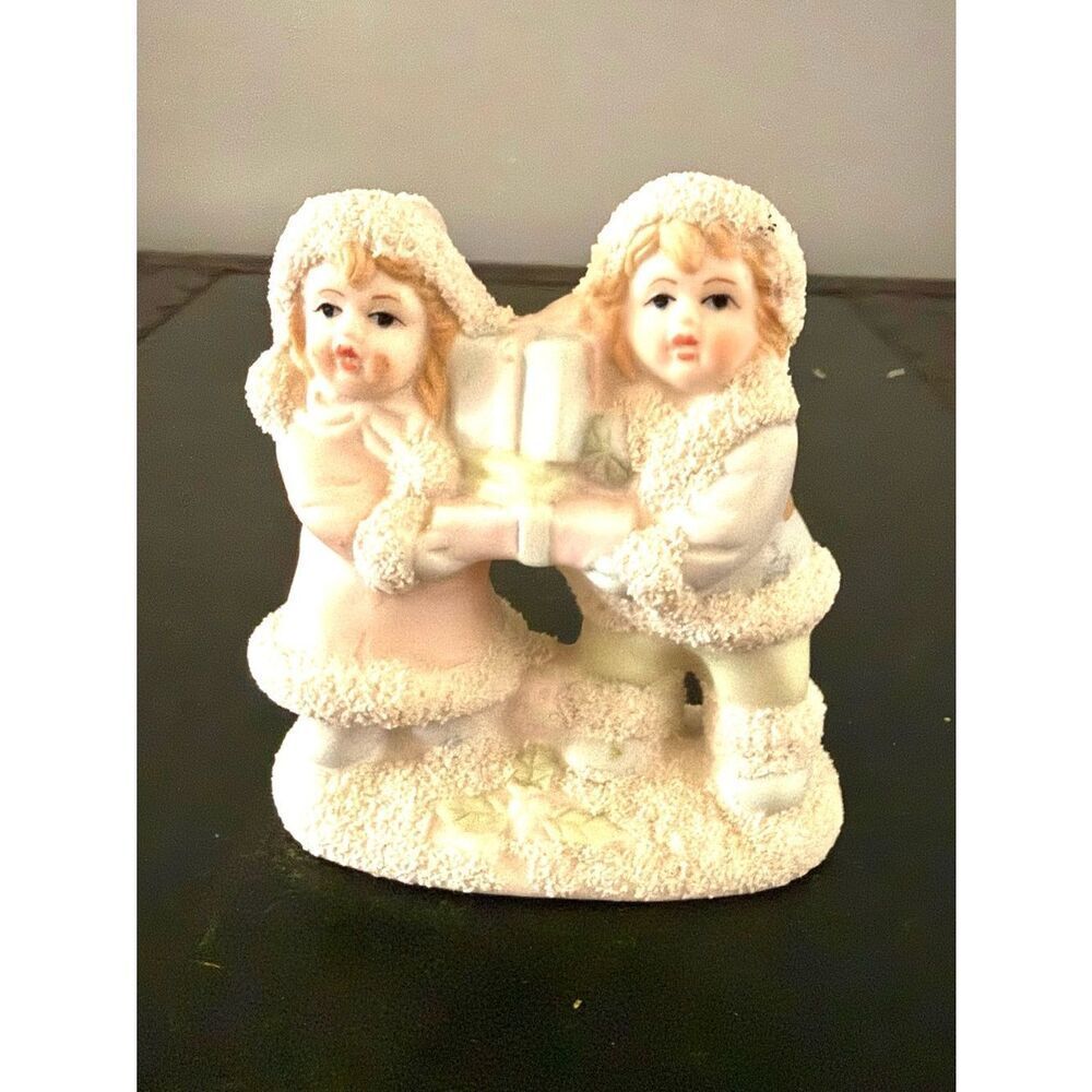SNOW CHILDREN With Packages Festive Christmas Decor By Lincolnshire